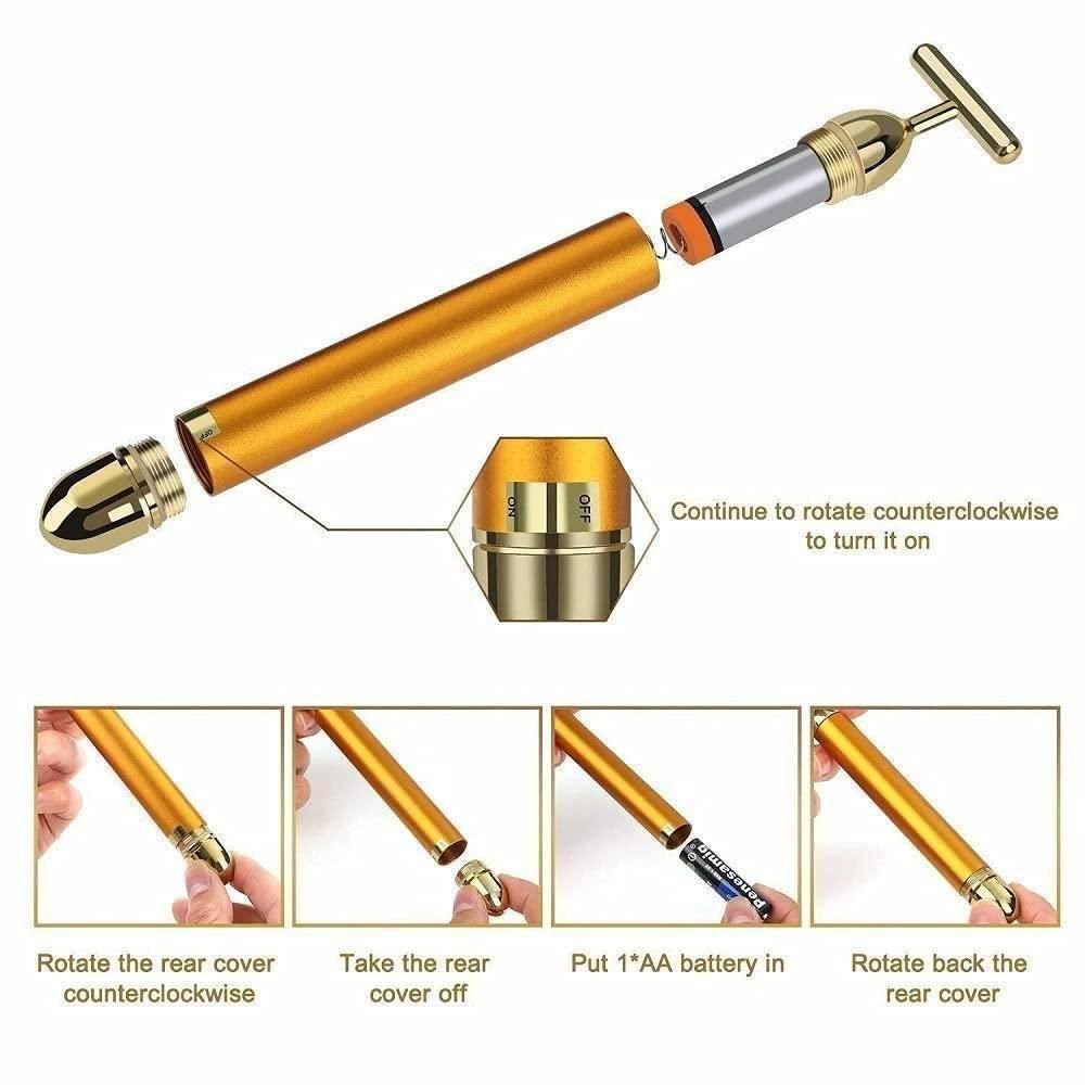24K Gold Energy Beauty Bar Electric Facial Massage Roller - My Store