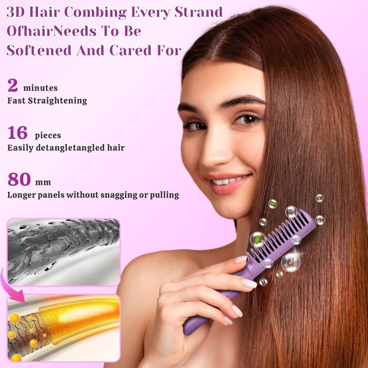 Meneflix Portable Mini Hair Straightener Cordless Rechargeable Mini Adjustable Hair Straightener Hot Comb - My Store